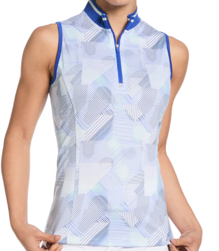 Callaway Womens Sleeveless Rib Collar Quarter Zip Golf Shirt