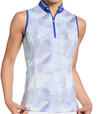 Callaway Womens Sleeveless Rib Collar Quarter Zip Golf Shirt